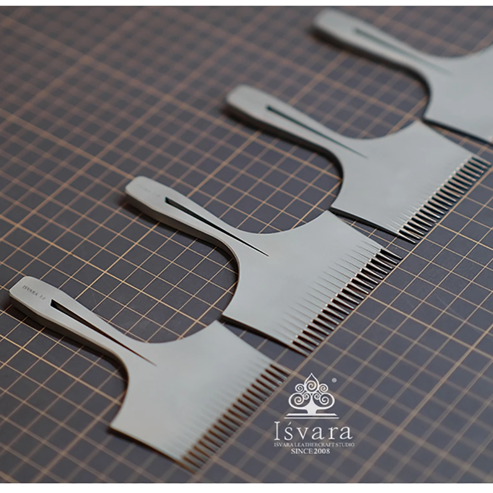 Imagem -03 - Ivara-estilo Francês Couro Pricking Irons Oco Out Design Leathercraft Faça Você Mesmo Costura Cinzel Soco Aço 440c Fosco 15t 20t