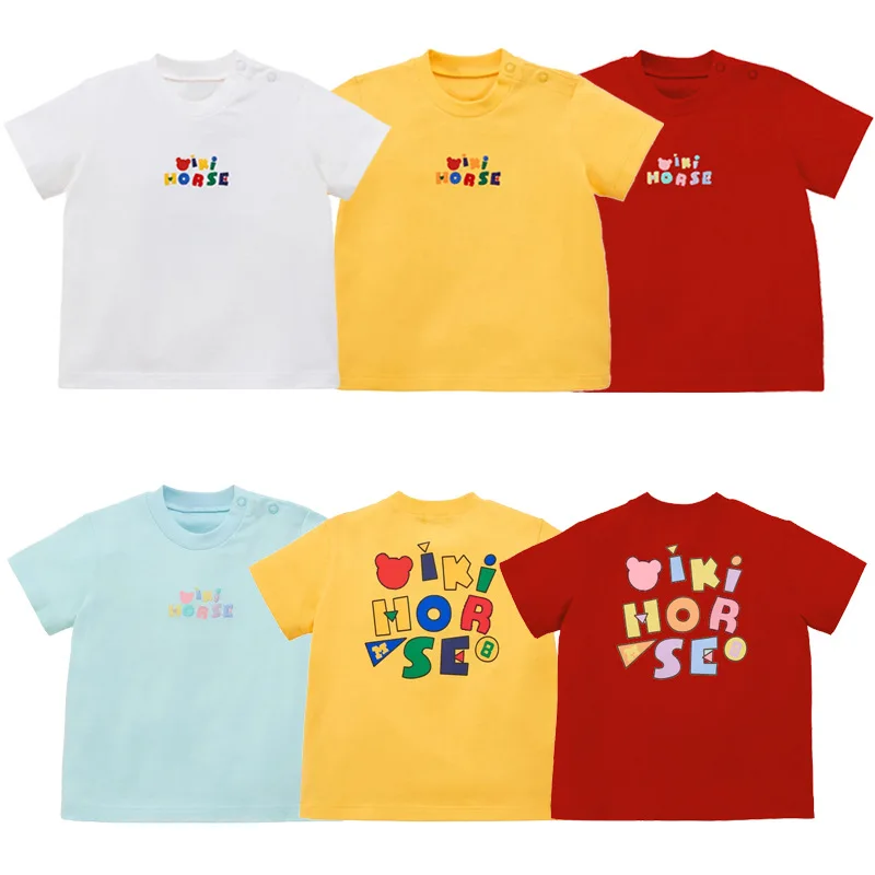 

Новая летняя футболка 2026 года в японском стиле для мальчиков и девочек, детская, с красочным буквенным принтом, с коротким рукавом