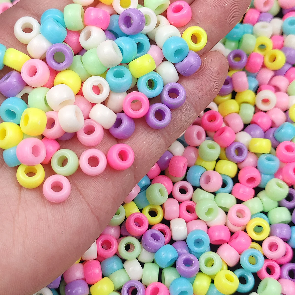 6x9mm 1000 Pcs Coloured Acrylic Pony Bead Set With Large Holes - Great For DIY Necklaces Bracelets Keychains And Craft Projects image 5