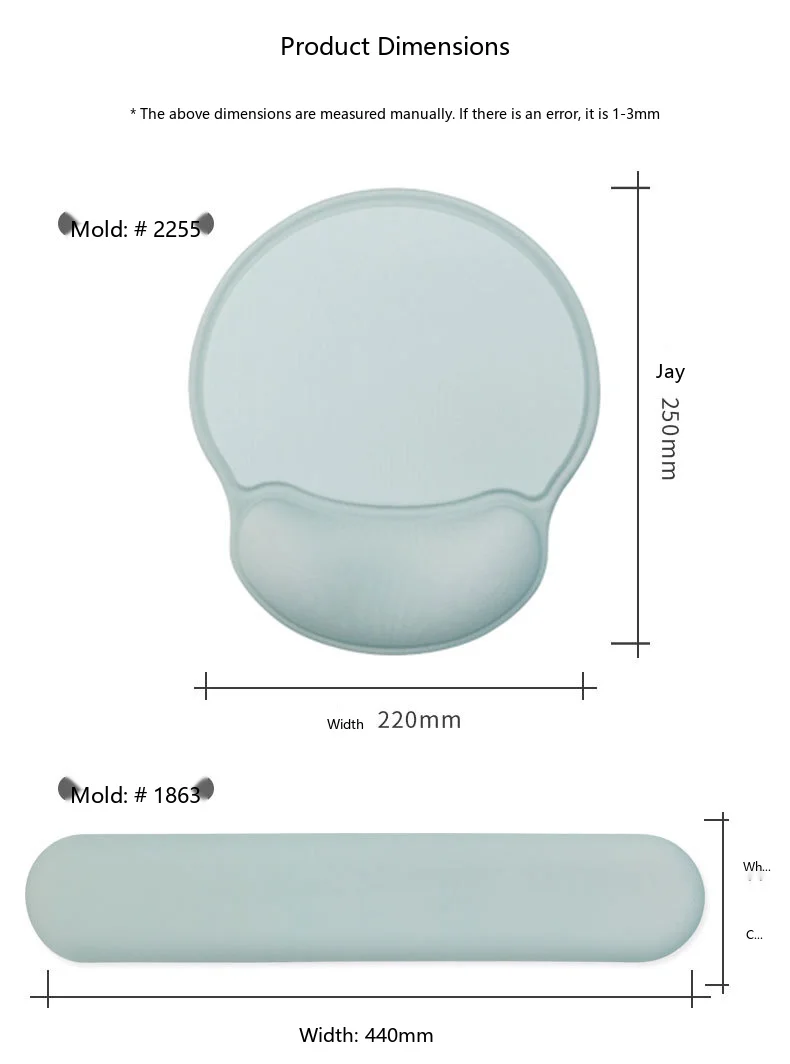Memory-Schaum Handgelenkauflage Tastatur-Pad-Set 6 Farben Büro Gaming Langsam Rückfedernd Ergonomische Unterstützung – Detail 2