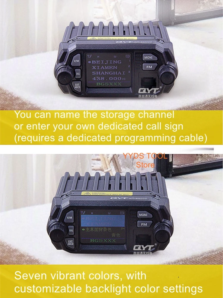 Radio Móvil de Doble Banda QYT-KT8900D, Radio UV de Doble Banda de 25W, Mini Radio para Viajes en Auto