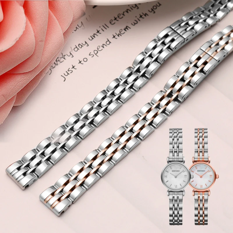 10mm Women Stainless Steel Watch Band Watchband Wrist Strap For Armani watch AR1764 AR1935 AR1689  Wristband Bracelet