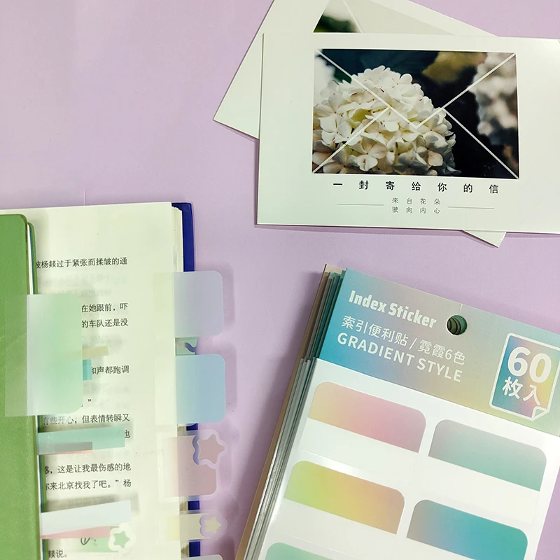 KindFuny 60/90/180PCS Index Tabs Multicolor Classification Stickers Stationery Index Label Memo Notebook Stickers Notes Post It