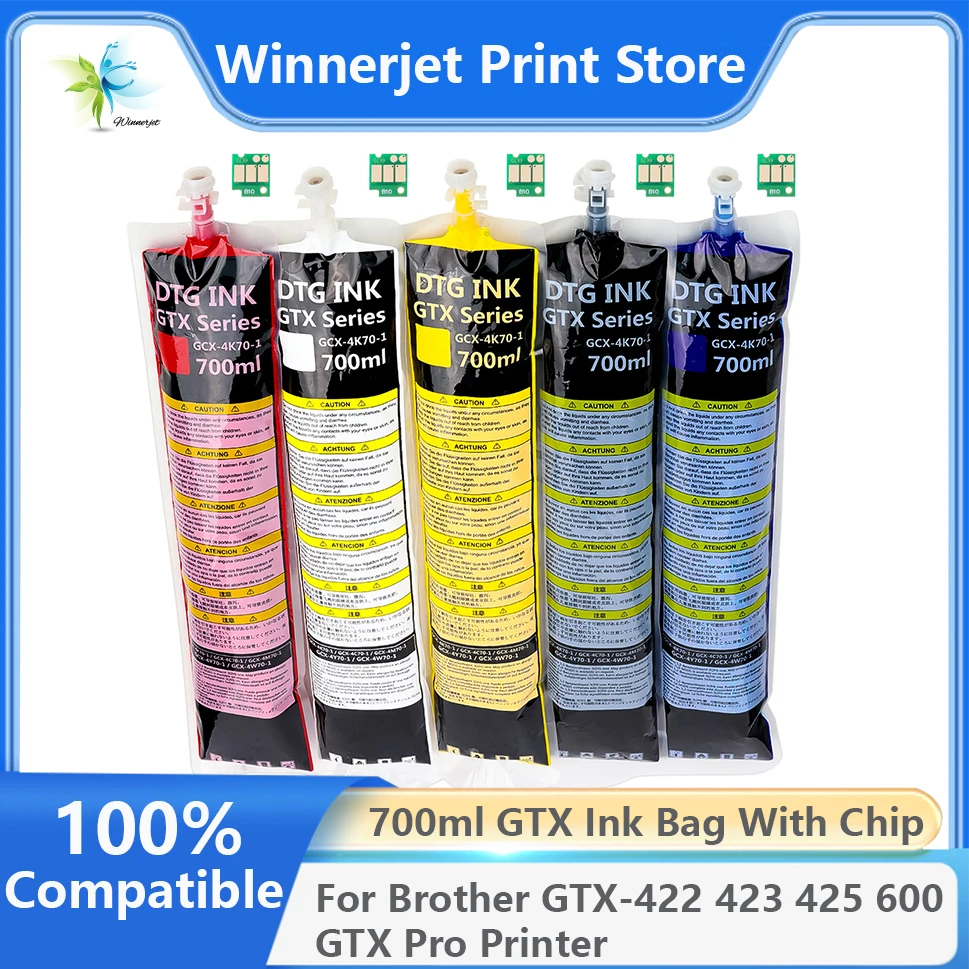 700ml/bag DTG Textile White Ink Bag With Chip for Brother GTX GTX Pro DTG Tshirt Printer Ink Pouches Ink Pack GTX Chip