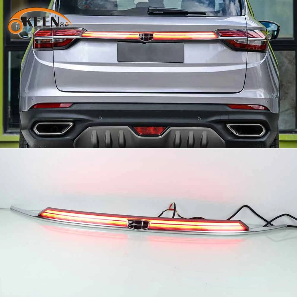 OKEEN LED Rear Tail Lights For Geely Coolray 2018 2019 2020 2021 Trunk Through Tail Lamps Rear The Third Brake Warning Lamps 12V