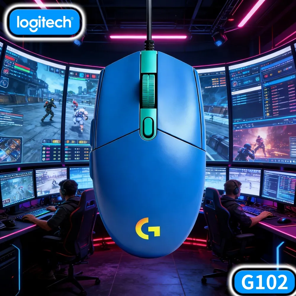 Logitech G102 Wired Gaming Mouse,Natural Curved Top Shell,Fit Palm Shape Long Time Computer Operation Comfort
