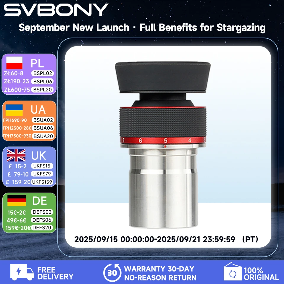 

Svbony SV215 Zoom Eyepiece,1.25 Inch 3-8mm,with Parfocal Design,Telescope Accessory for High Power Lunar and Planetary Observing