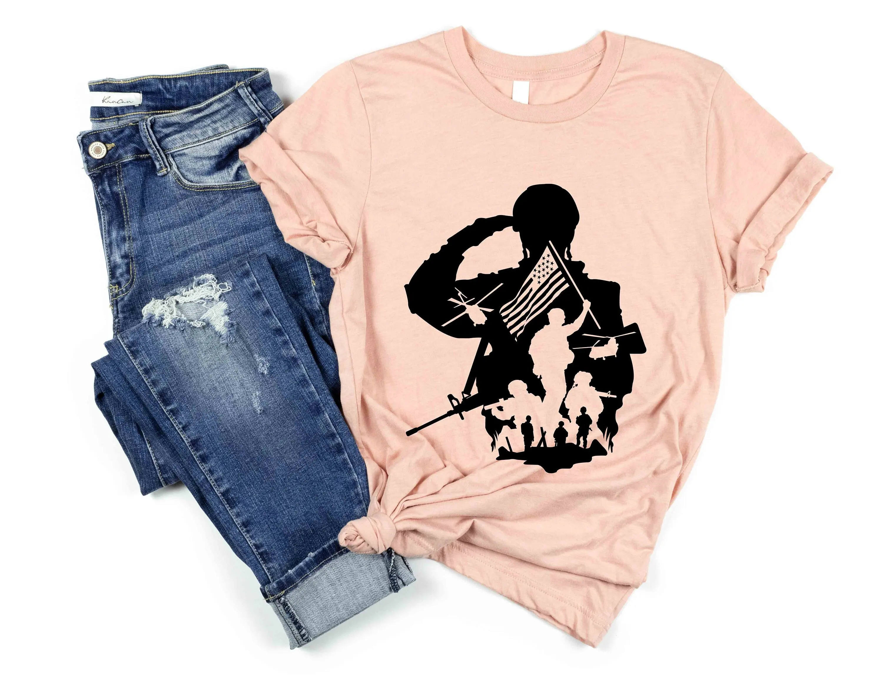 Soldier Silhouette Shirt American Army Memorial Day Tee