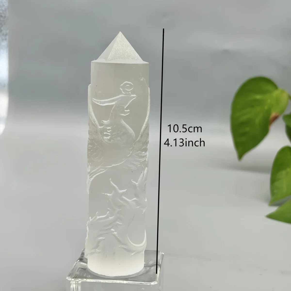 1pc Hand-Carved Selenite Crystal Tower with Dragon & Phoenix - Perfect for Home Decor, Natural Selenite Tower with Good Flash