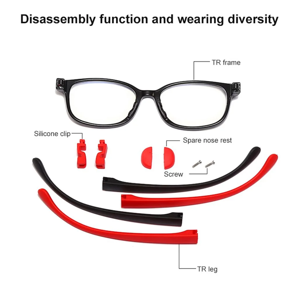 Children Silicone Anti-blue light Glasses TR90 Flexible Removable Flat Mirror Non-slip Sport Eyeglasses Frame Girls Boys Glasses