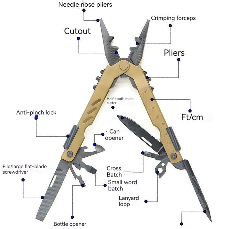 Outdoor Fishing Multifunctional Expandable Pliers 420 Steel Portable Folding Knife Hook Removal Cutting Line Fishing Tackle