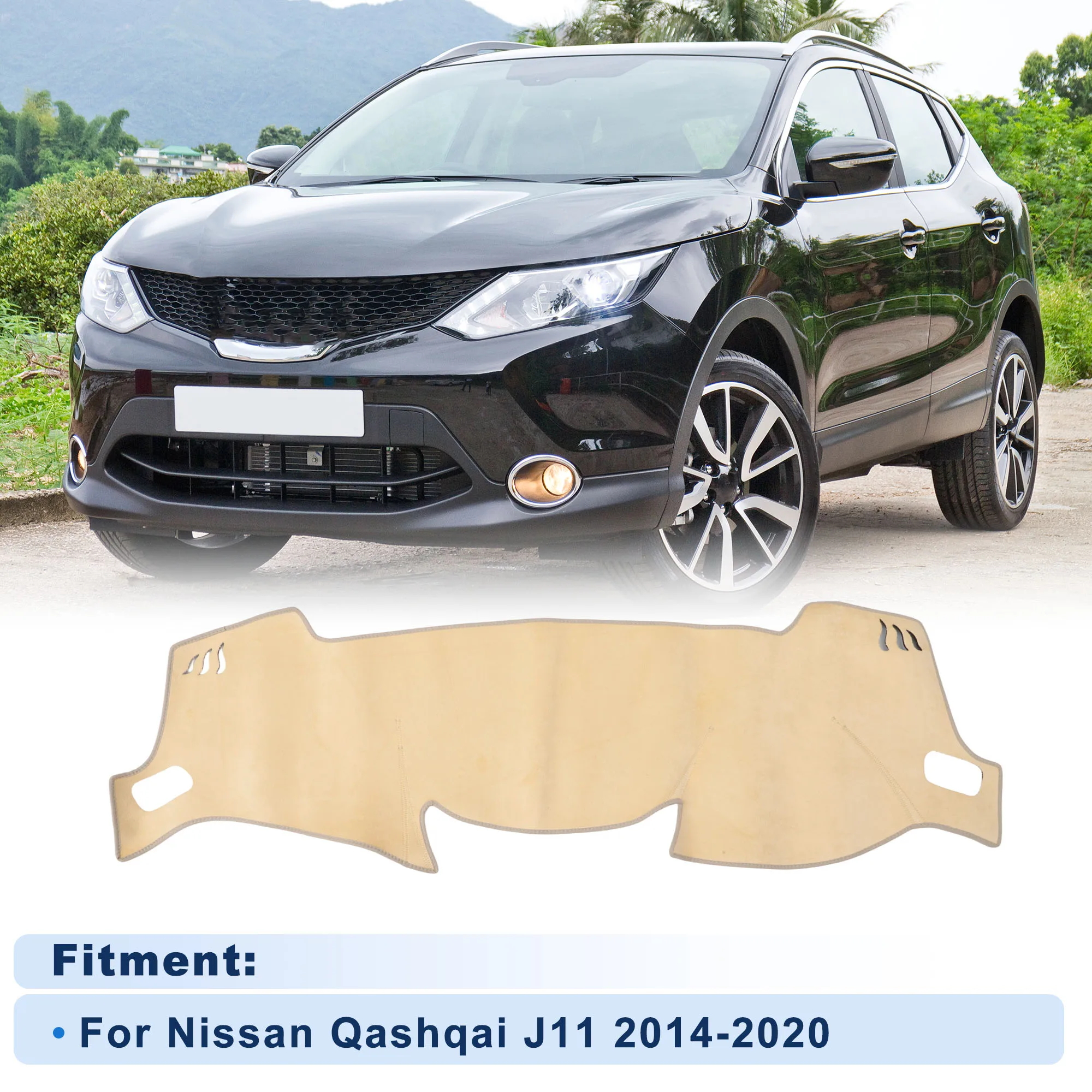 

UXCELL Dash Cover for Nissan Qashqai J11 2014-2020 Without HUD Flannel Beige 1 set