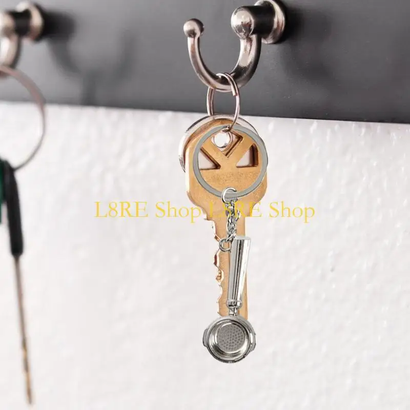 L8RE Set of 5 Metal Espresso Accessory Keychain Fashion Pendant Coffee Theme