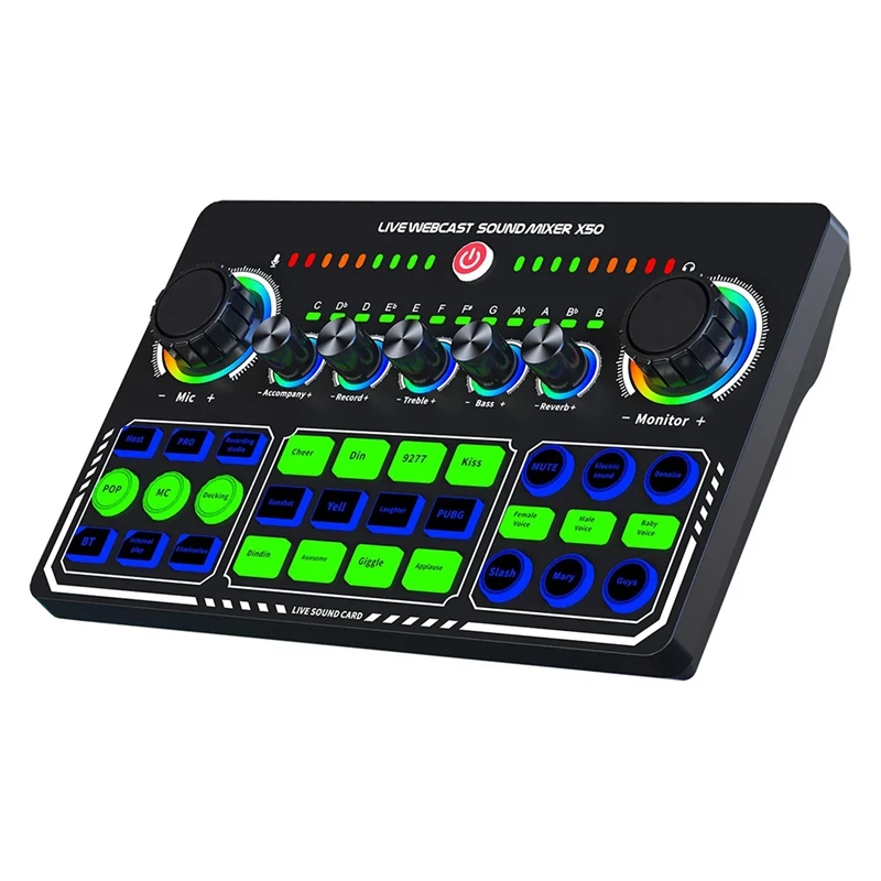 X50 Live Sound Card Audio Mixer Recording Desktop Singing BT OTG Digital Lossless Transmission For Podcasting Gaming