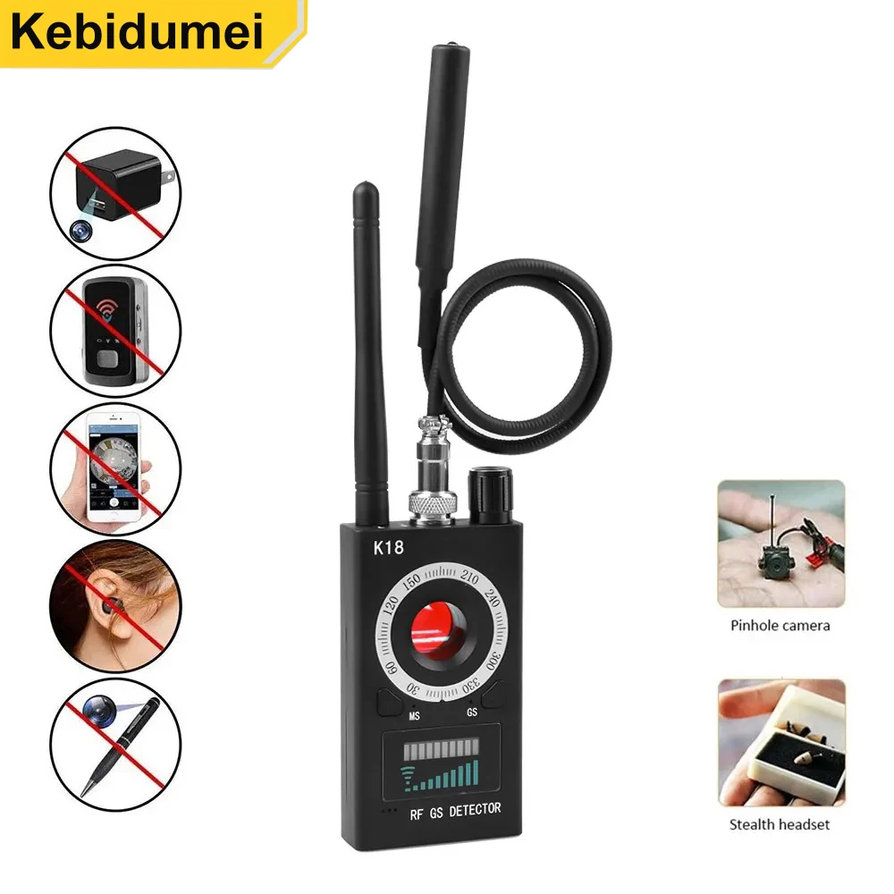 K18 Multi-function Anti-Candid Cam Wireless Lens Device Finder 1MHz-6.5GHz GSM Audio Bug Finder GPS Signal RF Tracker Detect