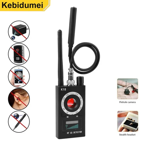 K18 Multi-function Anti-Candid Cam Wireless Lens Device Finder 1MHz-6.5GHz GSM Audio Bug Finder GPS Signal RF Tracker Detect