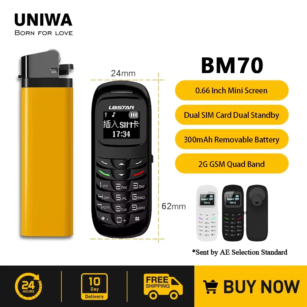 UNIWA BM70 0,66 "Супер Мини-телефон