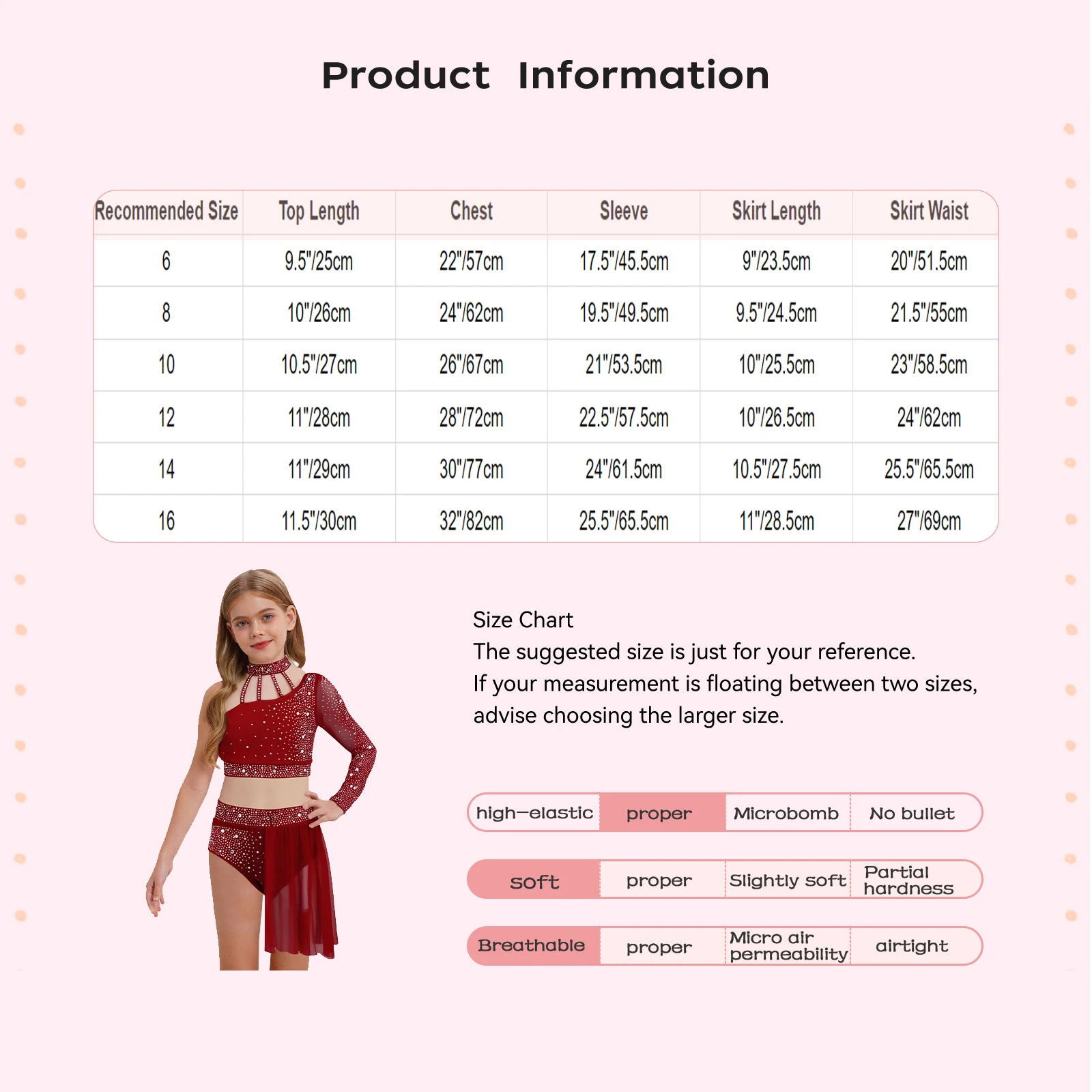 Kids Girls Ballet Lyrical Dance Sets Modern Contemporary Costume Long Sleeve Shiny Rhinestone Crop Top with Irregular Skirt Suit