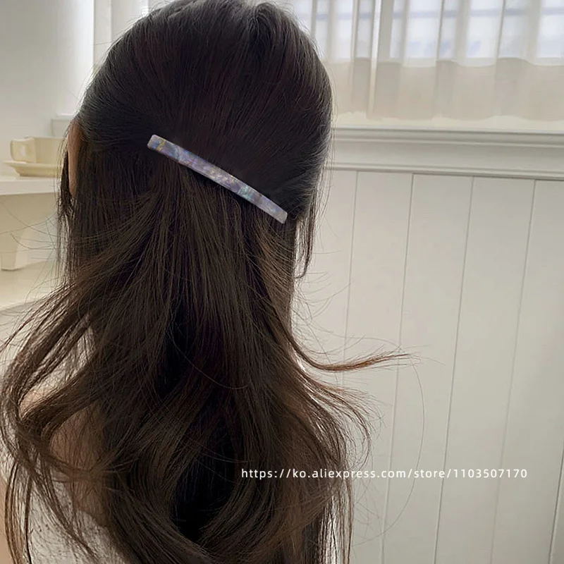 Short hair awkward transition hairpin ~ South Korea France retro one word clip spring clip, ponytail clip French half clip