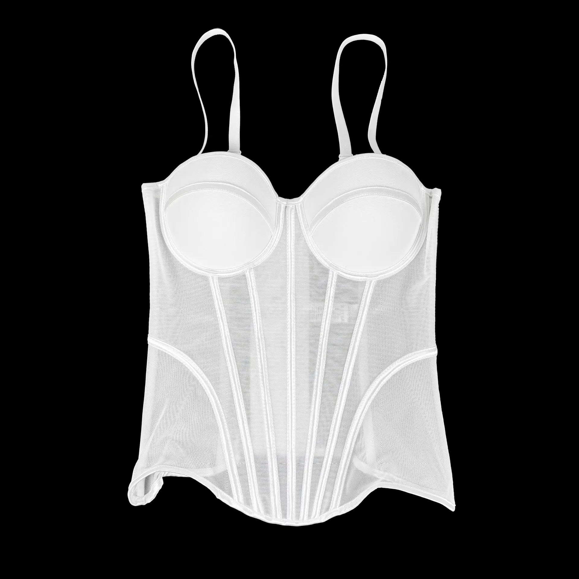 Sexy Fishbone Strapless Mesh Tank Top Backless Slim Fit Bustier Women's Knitted Tube Top Bralette Cross-Border Clothing
