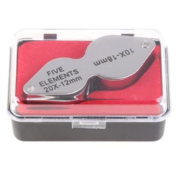 Pocket Jewelry Magnifier 10X 20X Glass Lens Double Lens Folding Loupe for Jewellery Stamps Watches Repair Tool