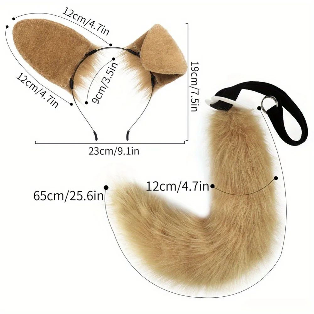 Conjunto de diadema y cola con orejas de perro esponjoso: conjunto de cosplay de felpa, ideal para convenciones de anime, puestos de cómic y fiestas temáticas de mascotas