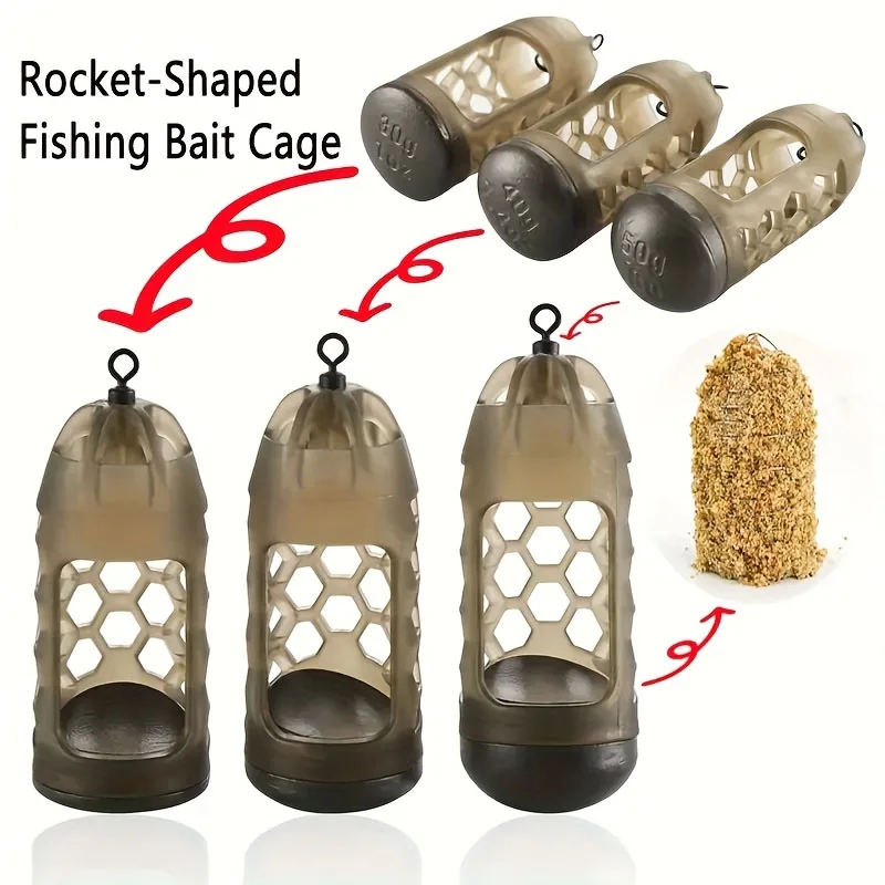 Mangeoire pour pêche à la carpe 2/3 pièces avec poids |   Support d'appât en polymère haute densité marron clair pour une distribution efficace et un chargement facile