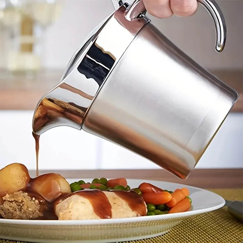 Luxury Stainless Steel Sauce Pot with Hinged Lid Suitable for Pouring Sauce Cream Easy To Clean for Home Use Kitchen Utensils