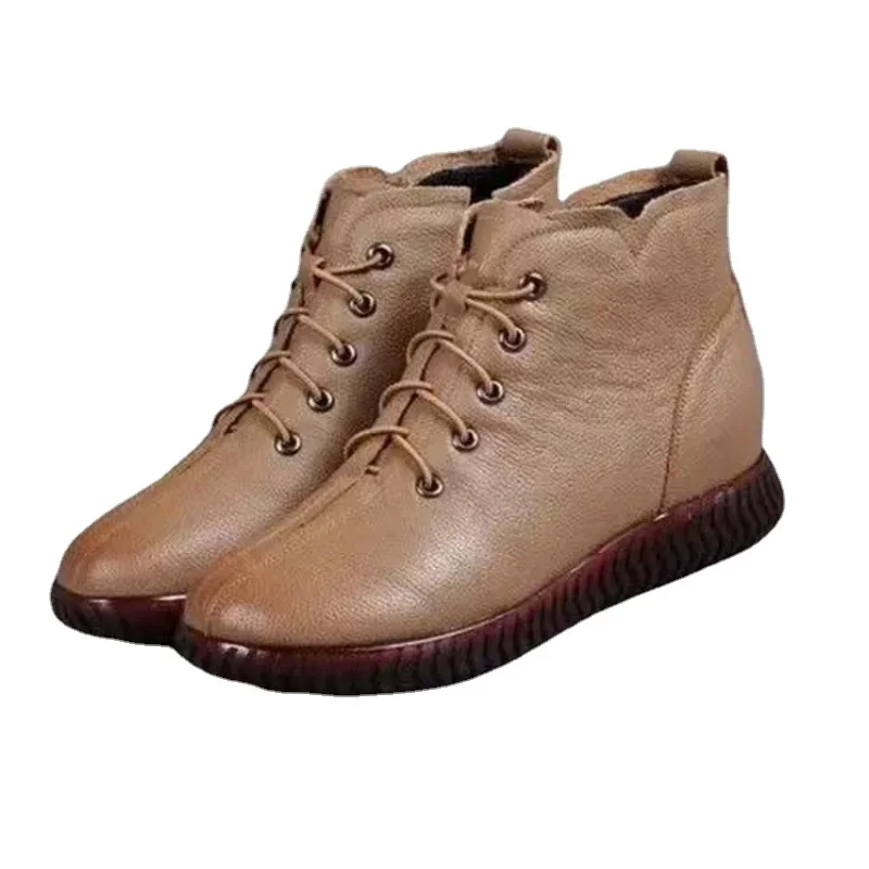 Women\'s Boots 2022 Autumn Short Boots Casual Thick-soled Mother Boots All-match Women Shoes Zipper Bare Boots Soft Comfortable