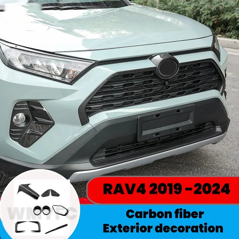 ABS Carbon fiber color Exterior accessories Fog light grille ailgate trim For Toyota RAV4 XA50 2019 2020 2021 2022 2023 2024