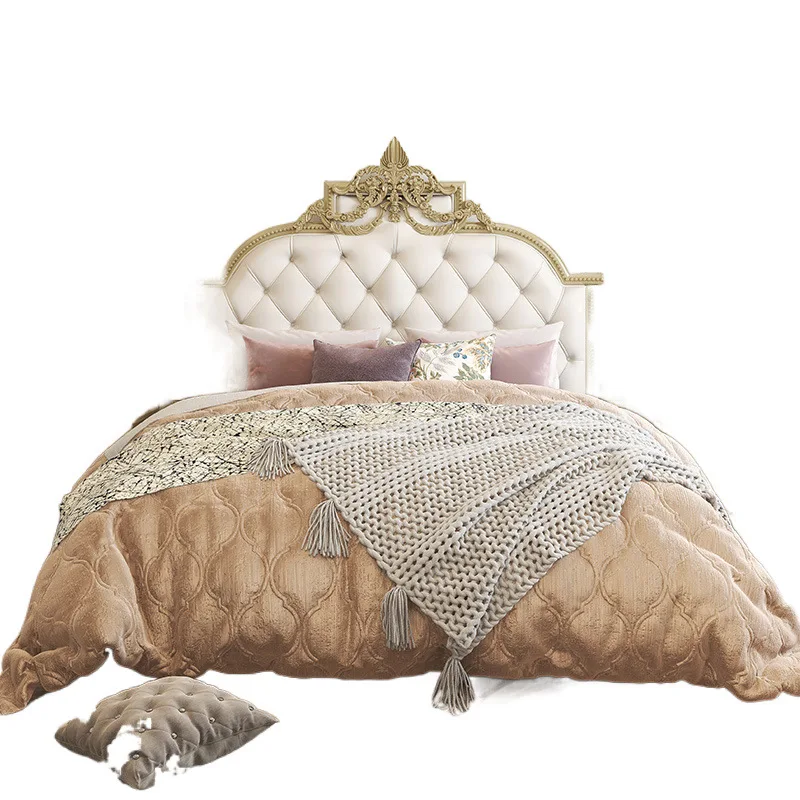 

French style, light luxury, court style, soft bag, solid wood bed, master bedroom, high-end, European style, princess