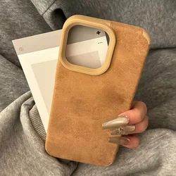 Luxury Matte Lambskin Faux Leather Phone Case For iPhone 17 16 Pro Max Air 15 14 Plus 13 12 11 Pro Max X XS XR Shockproof Cover