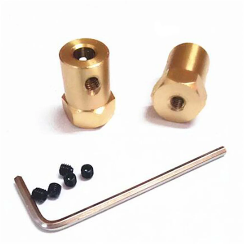 1Pc Hexagonal Brass Motor Shaft Coupling Coupler 3/4/5/6/7/8 mm Motor Transmission Connector Model Car Wheels Tire Shaft Coupler