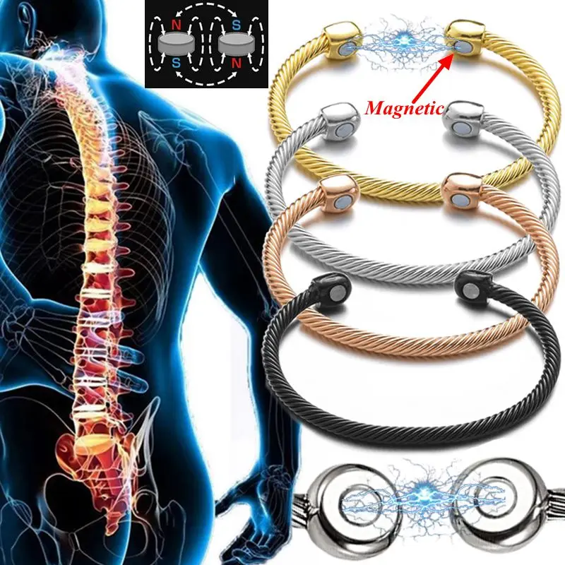 Treatment of Health Energy Open Bracelet Arthritis Pain Relief Twisted Retro Treatment Magnetic Bracelet for Women and Men