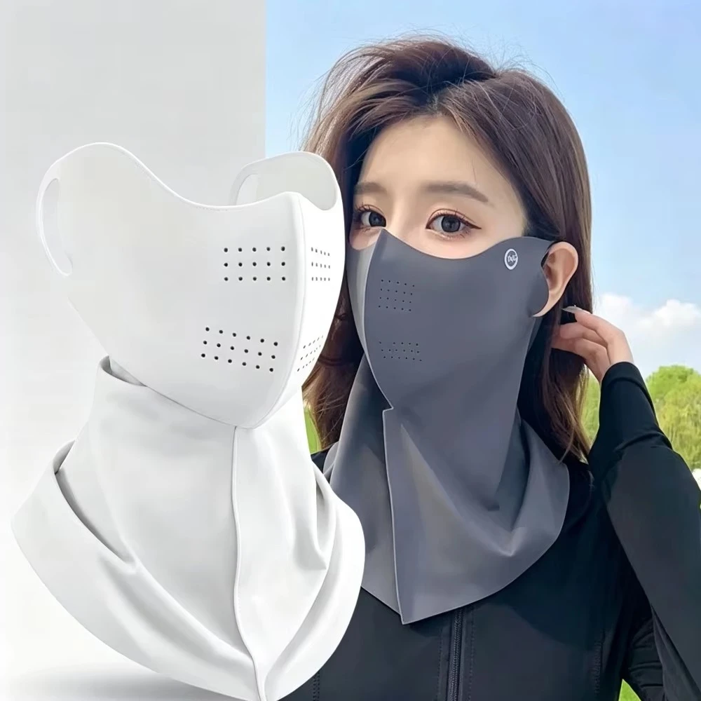 UPF50+ Ice Silk Full Face Sunscreen Mask, Hyaluronic Acid Cooling Breathable Anti-UV Mask for Men Women Cycling Fishing
