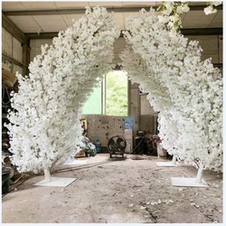 2.4m or 8ft Customized White Pink Artificial Indoor Wedding Decoration Silk Flowers Cherry Blossom Tree Arches