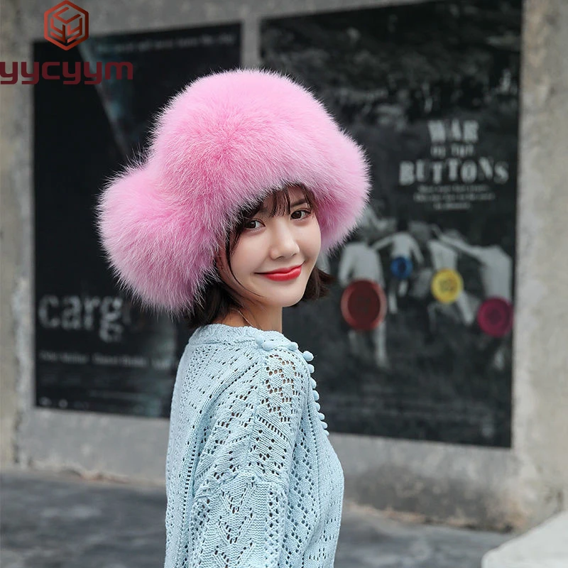 

Women Natural Raccoon Fur Caps Lady Real Fox Fur Cap Pompon Ushanka Hats for Winter Thick Warm Ears Fashion Bomber Pom Pom Hat