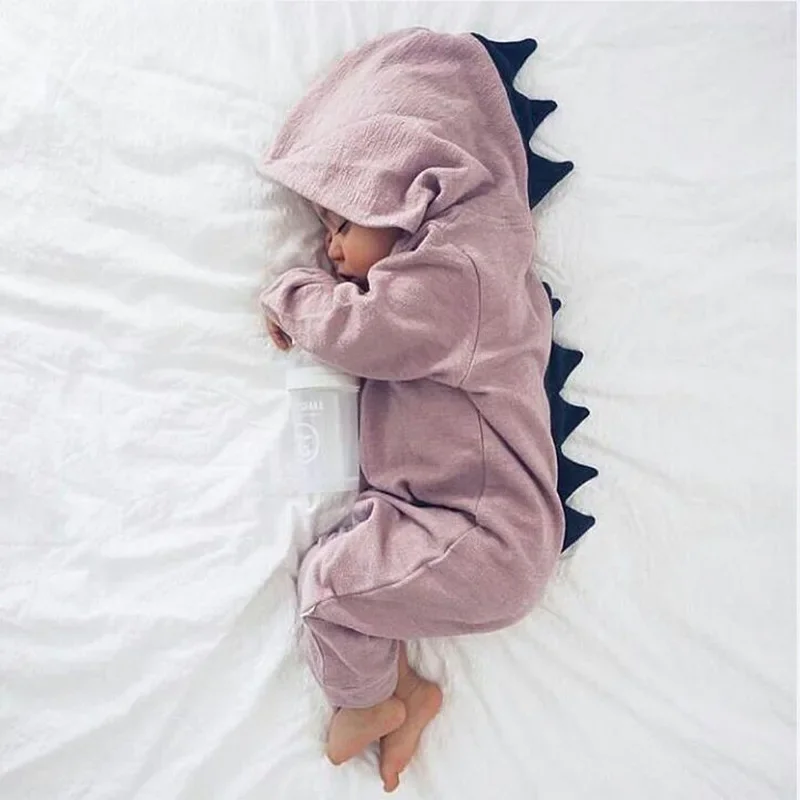 

Spring Autumn Baby Boy Girl 3D Dinosaur Costumes Solid Romper Warm Cotton Infant Romper Playsuit Clothes Lovely Toddler Jumpsuit