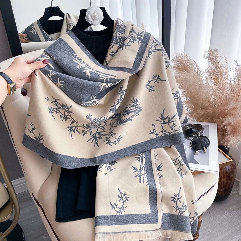 Women's Bamboo Print Imitation - Shawl Wrap Winter recension och pris