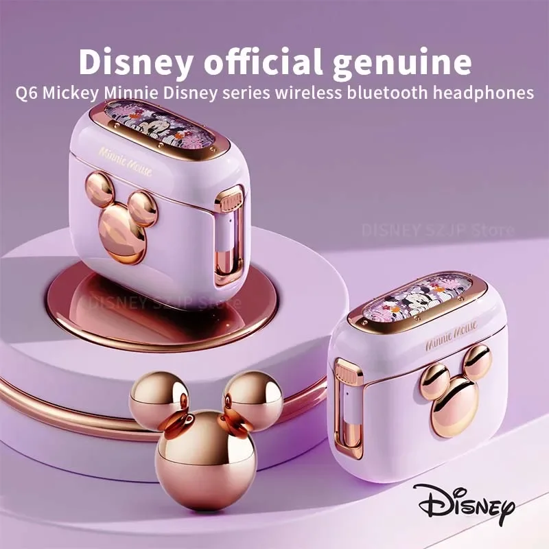 Original Disney HIFI Stereo Sound Waterproof Deep Bass Earbuds Wireless Bluetooth Active Noise Reduction Earphones Girls Gifts