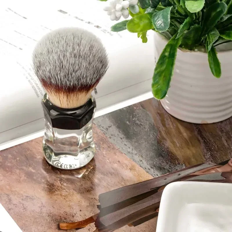 YAQI Robin Synthetic Hair Clear Handle Men Wet Shaving Brush Men Shaving Products