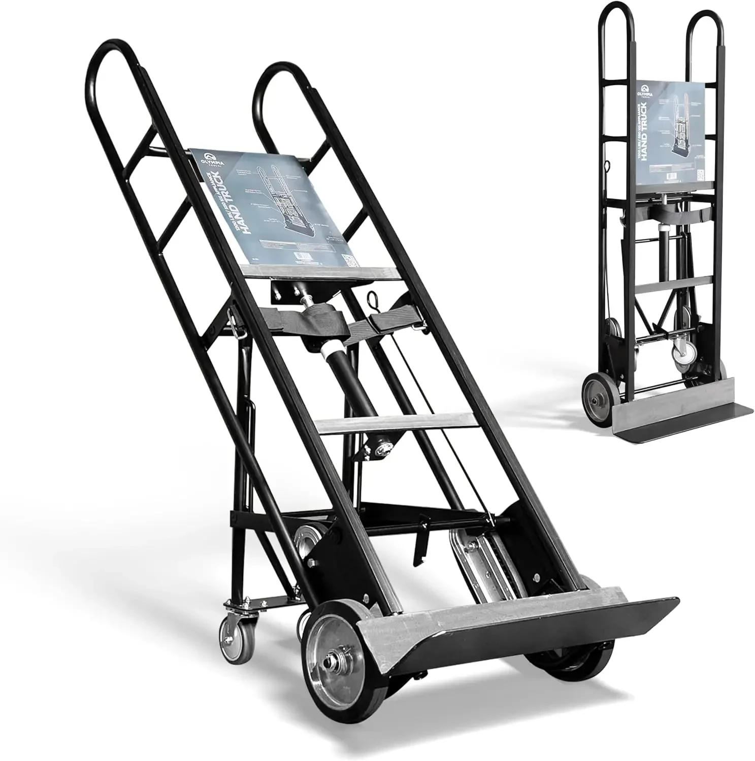 Appliance Hand Truck, Heavy-Duty Furniture Dolly with Auto-Recoil Straps and Wheels for Moving Large Appliances, 1200 Lb