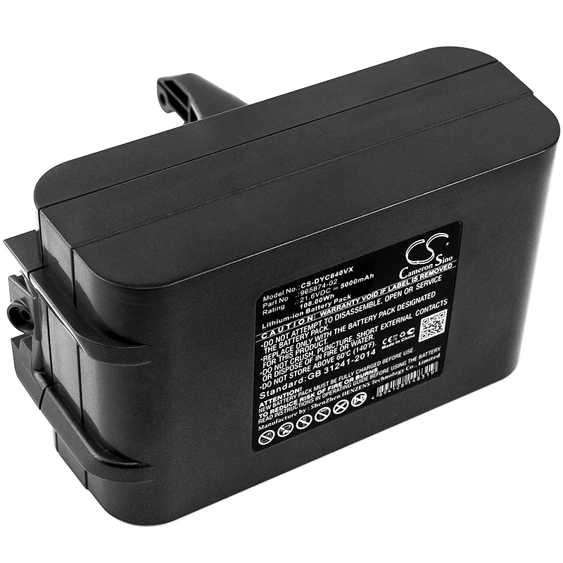 

Li-ion Vacuum Battery for Dyson, 21.6V, 5000mAh , Compatible Models: Absolute, DC58, DC61, DC62, DC72, SV03, SV04, SV05, SV06