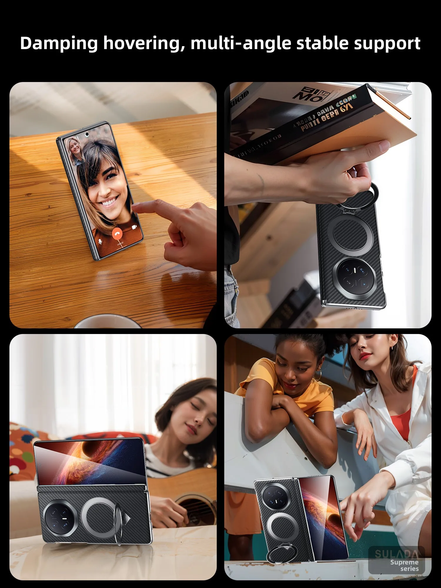 

Magnetic phone case for honor magic v6 sulada kevlar texture center axis hinge protection with stand for honor magic v5 case