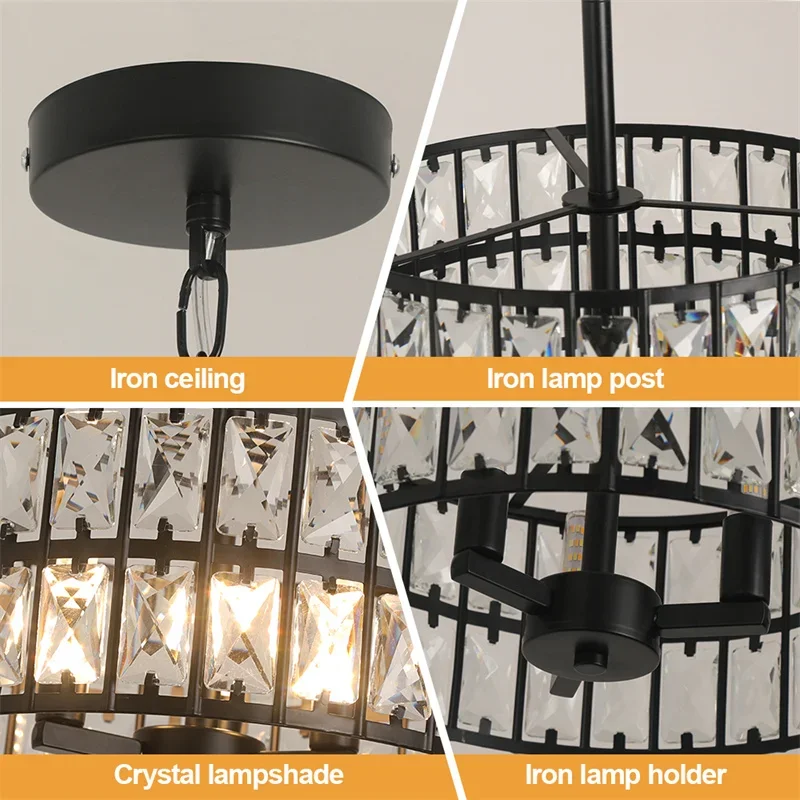 VETRULUS Moderne K9 Kristall Anhänger Licht Nordic Kronleuchter Schlafzimmer Hängen Lampe Retro Luxus Küche Esstisch Plafon Decke – Detail 19
