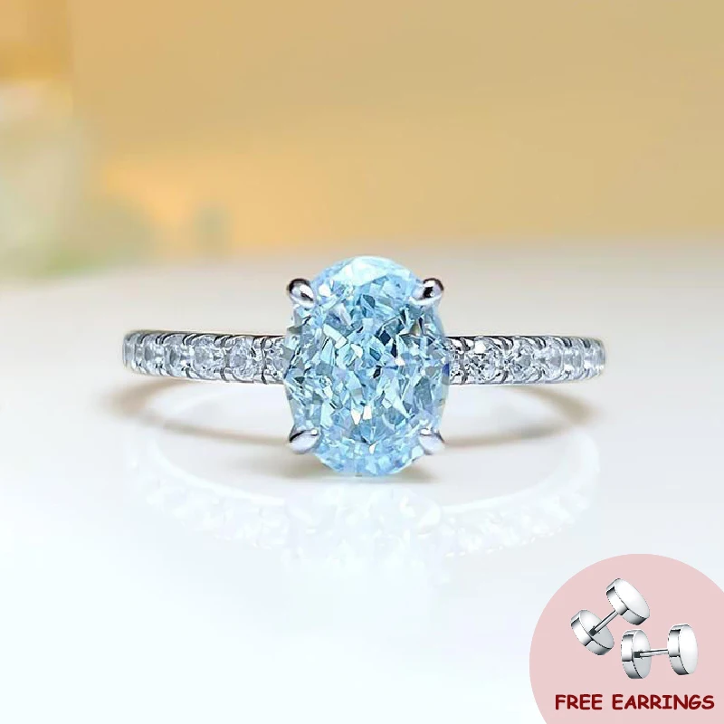 

Fashion Women Ring 925 Silver Jewelry with Sapphire Zircon Accessories for Wedding Engagement Promise Party Gift Finger Rings