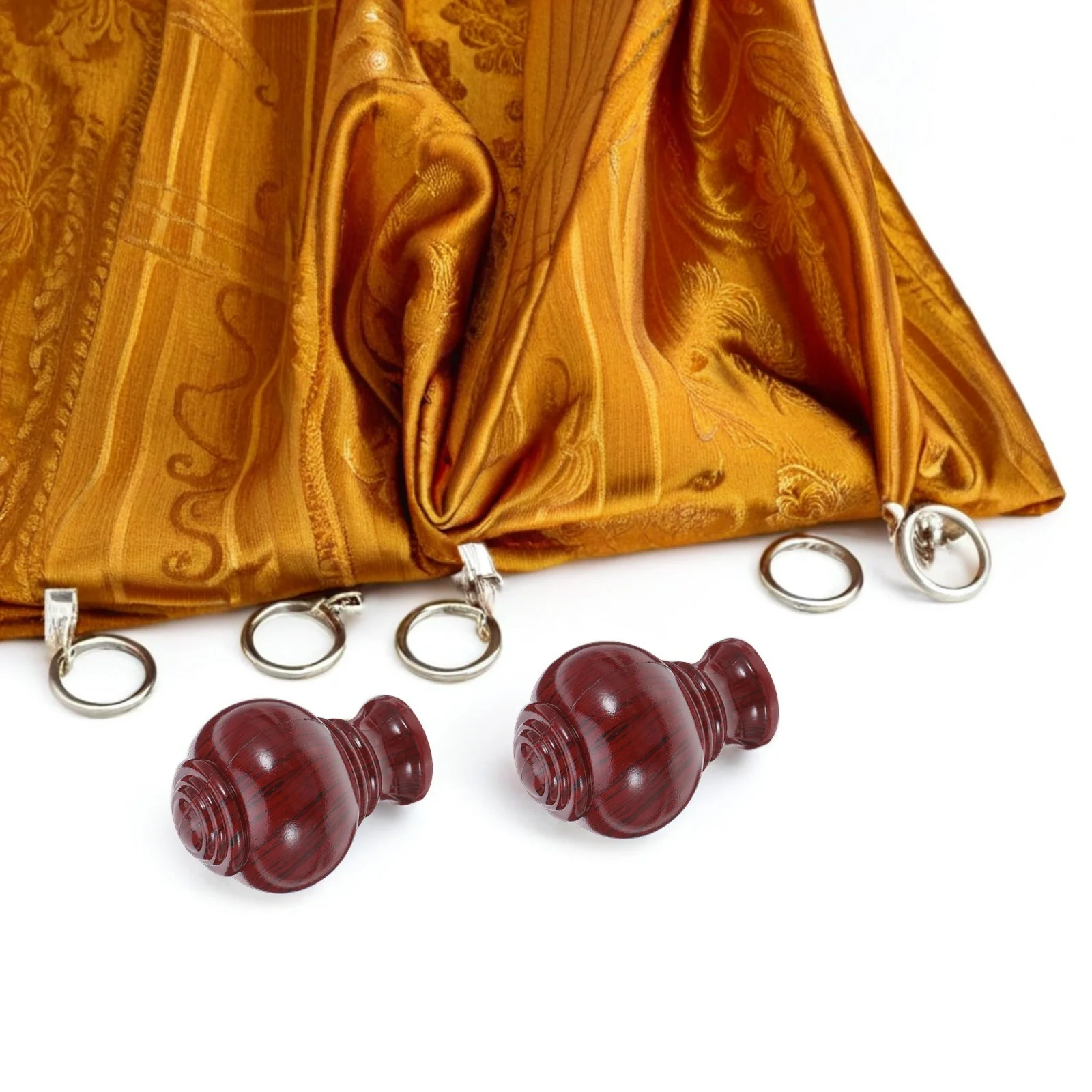 

6Pcs Window Curtain Rod Finials Elegant Wood Grain Finish Easy Installation Versatile for Different Spaces