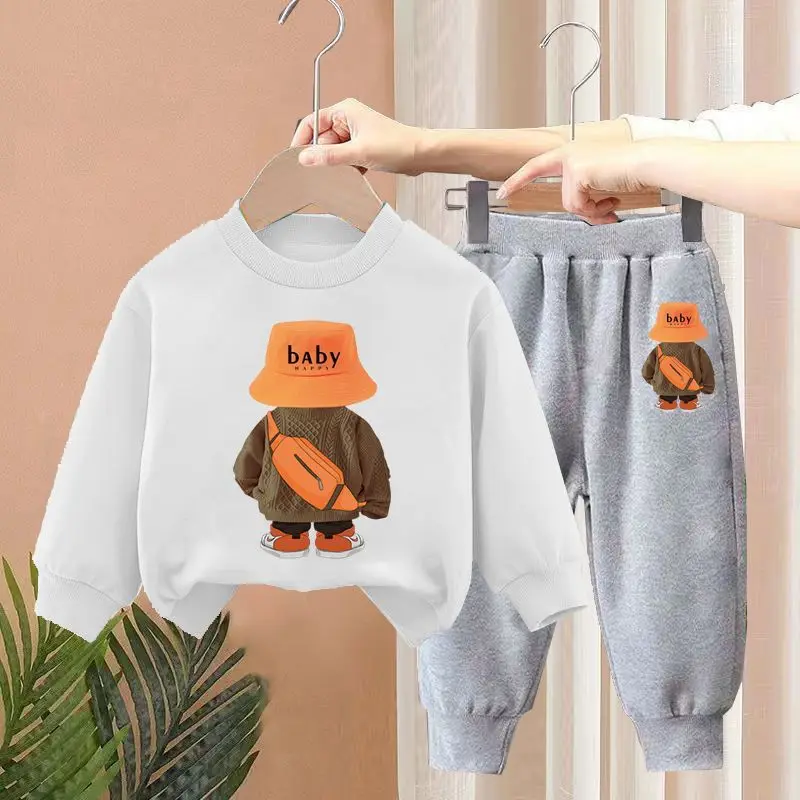 

Children's Suit Spring and Autumn Middle Children's Cartoon Printed Top + Trousers Two-piece Children's Sports Suit