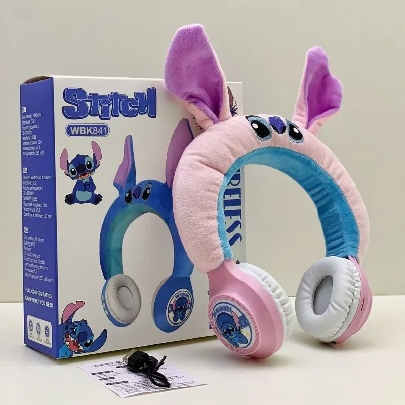 Nuove cuffie Bluetooth Disney Stitch HIFI Stereo Sound Peluche Auricolari Bluetooth wireless con microfono Anime Cartoon Regali per bambini