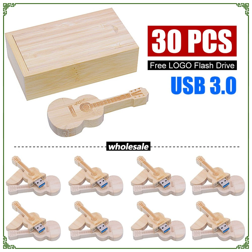 30 sztuk/partia Darmowe logo Szybki USB Flash Drive 3.0 Drewniany Bambusowy Pendrive 4GB 8GB 16GB 32GB 64GB 128GB Pen Drive Kreatywne Prezenty